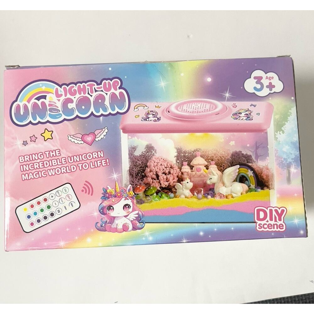 Unicorn Light-Up Terrarium Kit for Girl Kids - LED Night Light W/ Remote Control